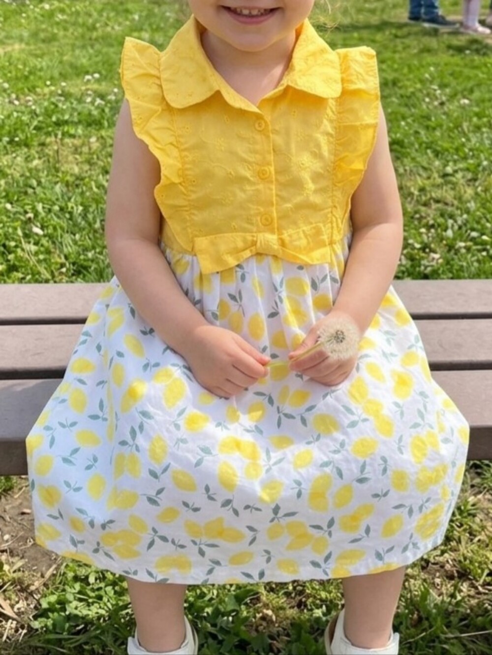Penny M 3T Yellow Lemon Print Cotton Eyelet Bodice Sundress Ruffle Toddler Dress